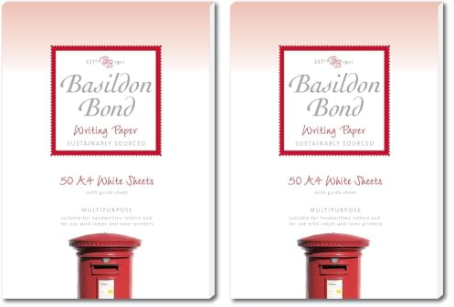 Basildon Bond A4 210 x 297 mm Writing Pad with 50 Sheets - White, 100101087 (Pack of 2)