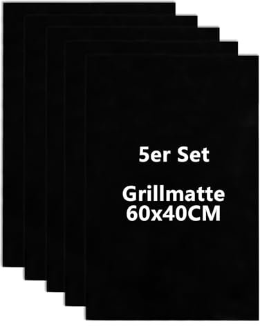LDXDRU BBQ Grillmatte für Gasgrill 60x40 cm 5er Set Antihaft Grillmatten Teflon Grillplatte Gasgrill, Grillfolie Backmatte Backpapier Wiederverwendbar für Holzkohlegrill, Backofen