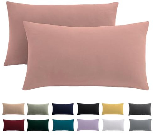 Kissenbezug 30x50 2er Set - Kopfkissenbezug 30 x 50 cm Rosa Für Kissen 100% Mikrofaser Kissenhülle Bügelfrei & Knitterfrei mit Reißverschluss