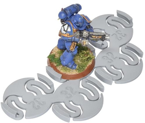 Miniature Mods - Assault Movement Trays - 4 pack - round bases - 5 models in staggered formation - gaming and storage - Grey (32mm)