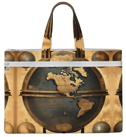 SDEGTHO Ancient World Globe Zippered Document Bag With Handle For Carrying Paper Files Books Filing Folder