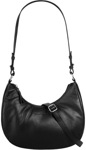 bruno banani Umhängetasche Echt Leder Damen Handtasche aus echtem Leder | 2in1 Schultertasche | Crossbody Bag mit Handyfach schwarz 022202