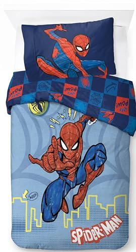 Jay Franco Marvel Spiderman Hero Power 100% Cotton Single Duvet Cover Set - Includes 50 x 70 cm Pillowcase