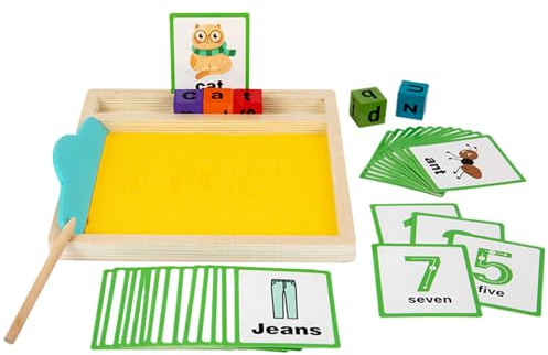 Kustimantu Bandeja de arena para juegos de escritura, caja de arena de madera, formación de letras, juguete para caja de arena | Accesorios educativos de escritura sensorial para hijo, hija, niños