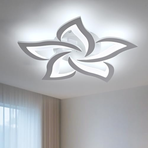 Yuanfenghua LED Deckenleuchte, Deckenlampe, Schlafzimmer, Monochromes Licht Wohnzimmerlampe moderne Deckenbeleuchtung, Blumen-Kronleuchter-Lampe, 5 Köpfe/6500k/63CM