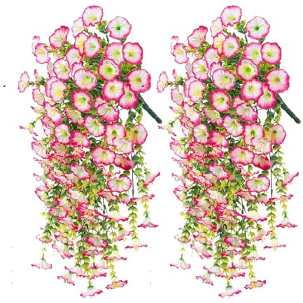 Générique Pétunias Artificiels | Fleurs en Soie Fausses Pétunias | Intemporelles Résistantes Aux Intempéries 2 Pièces pour Balcon Jardinière Porche Pot ou Jardinier Vase