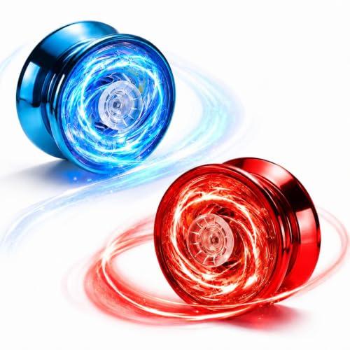 2PCS Light Up Yoyo Set, Yoyo, Spinner Glow String Ball Set Red Blue Light Up for Party and Tricks