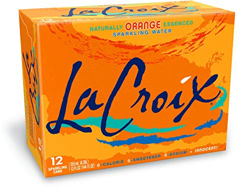 La Croix Naturally Essenced | 0 Calorie | 0 Sweetener | 0 Sodium | Orange Sparkling Water 355ml (Pack of 12)