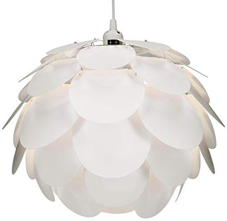 kwmobile DIY Puzzle Lampe Lampenschirm Blüten Design - Set mit Deckenbefestigung 90cm Kabel E27 Fassung - Puzzlelampe Schirm Deckenleuchte in Weiß