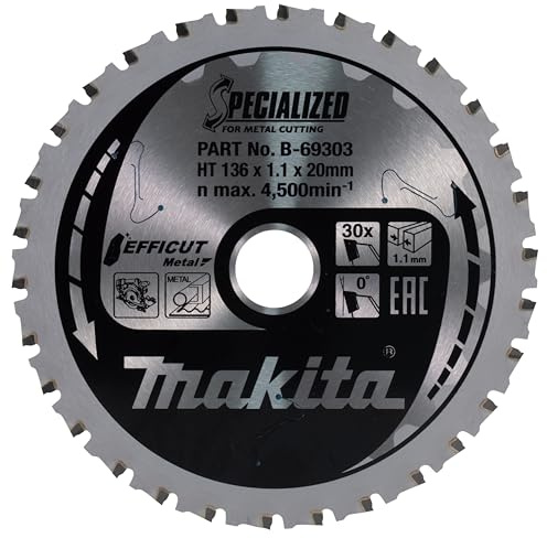 Makita Sågblad Efficut Metall, aluminium för sladdlösa metallcirkelsågar (150 x 1,1 x 20 mm, 33 tänder) B-69325 flerfärgad