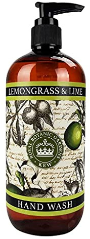 The English Soap Company Kew Gardens Hand Wash, Refreshing Botanical Wash with a Rich Lather, Enriched with Soothing Aloe Vera and Vitamin E, Lemongrass and Lime Scent 500ml