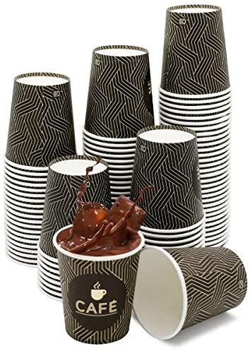 100 Vasos de Cartón Desechables - Vasos Cafe Para Llevar de 120ml (4oz) fabricados en España - Vasos Carton 100% Reutilizables Resistentes al Calor, Ideales para Café, Té, Cumpleaños, etc