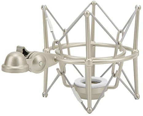 Micrófono de Araña de Condensador Montura de Choque,Montura de Choque de Micrófono Ajustable,Soporte de Montura de Choque de Micrófono Antivibración para Estudio de(Champaña Plateada)