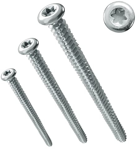 PARCO Fönsterramskruvar runt huvud 7,5 x 212 mm | Pan Head | för fönsterkonstruktion | TX30 100 stycken