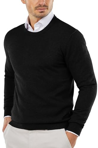 COOFANDY Pull Fin Homme Pulls col Rond en Coton Pull en Maille Homme Slim Fit Pullover pour Hiver Sweats Noir XL