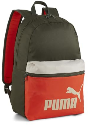 PUMA PUMA Phase Backpack Colorblock - Zaino Bambini unisex, Dark Olive-Redmazing-Desert Dust, OSFA - 090468