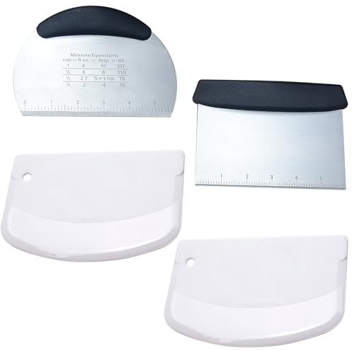 4 Pezzi - Raschietto Multiuso per Il Banco, Tagliapasta per Il Pane, Raschietto per La Pasta Della Pizza, Tagliapasta in Acciaio Inossidabile, Raschietto Versatile da Cucina