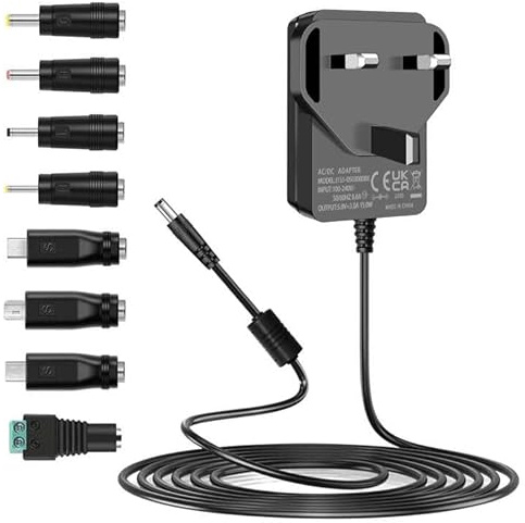 5V DC Power Supply, AC/DC 5Vdc 3A 2A 1A Adapter with 8 Tips DC Power Cord