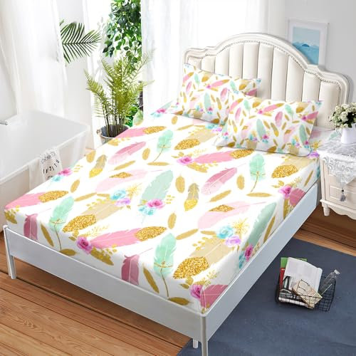 Spannbettlaken 90x200cm Golden Mint Green Bettlaken 90x200cm Polyester Spannbettlaken 90x200cm Kinder Atmungsaktiv Matratzenbezug 90 x 200 Spannbetttuch 90x200 Bed Linen 30cm Tiefe Bettlaken