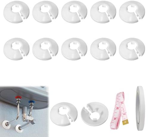 Embellecedor Radiador Cubre Radiadores Plásticos Blancos, 12 Rosetas Para Tuberias de Calefaccion Radiator, para Tubos de Calefacción Tuberias de Agua Superior e Inferior Fria y Caliente Tubos de Gas