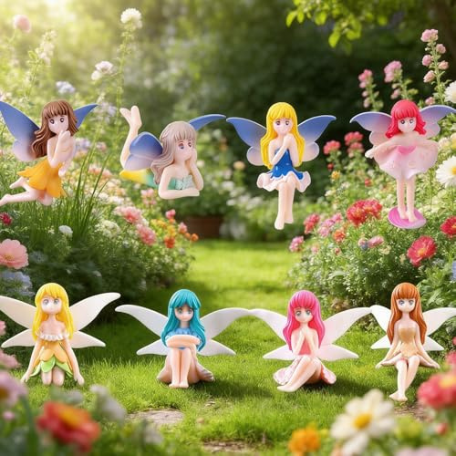 Eabdice 8 Piezas Micropaisaje Hada de Las Flores Muñeca Elfo, Hadas de Flores Estatuas en Miniatura, Figuras de Jardín Hadas, Pequeñas Figuras de Hadas, para Decoración Macetero