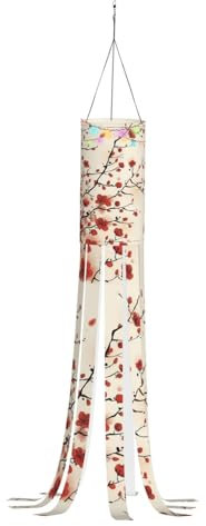 Manica a vento giapponese primaverile prugna stampa floreale vibrante Halloween 101 cm decorazione festiva all'aperto per un'atmosfera spettrale