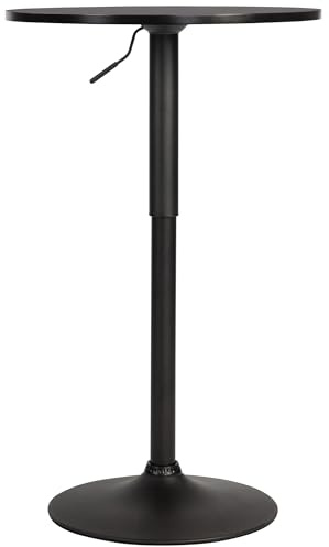 CLP Stehtisch Lamoni höhenverstellbar drehbar mit Metallgestell I Bistrotisch für Bar & Events I Tischplatte Ø 60 cm I Ideal mit Hussen & Deko, Farbe:schwarz/schwarz, Form:rund