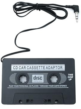 SYSTEM-S Audio Kabel 100 cm AUX 3,5 mm Stecker zu Auto Radio Kassette Winkel Adapter in Schwarz