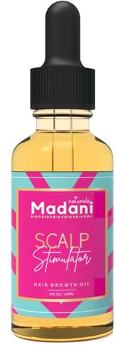 Madani Naturals Scalp Stimulator Hair Growth Oil with Rosemary Oil and Mint for Hair Loss Treatment, Split End and Dry Scalp, All Hair Types, 2-Fluid Ounces
