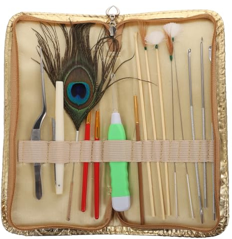 HAMPPLIES Lot de 15 set de Outils de Nettoyage des Oreilles en Acier Inoxydable -Oreilles et Cuillères à Cérumen Kit Professionnel pour Maison Poignée Antidérapante Couleur Aléatoire