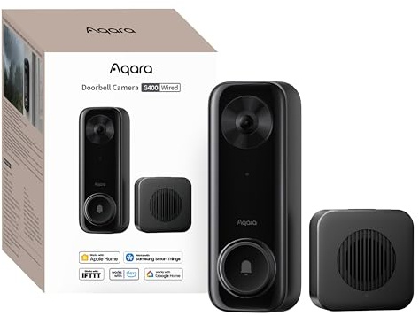 Aqara Doorbell Camera G400 with Chime, Wired/PoE, HomeKit Secure Video, 2K HD Head-to-toe View, 2-Way Audio, 2.4/5GHz Wi-Fi 6, Supports Alexa/Google/SmartThings, Local Detection & 24/7 Recording, IP65