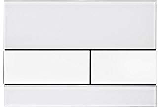 Tece 9.240.800 - Piastra di comando quadrata per WC (vetro, tasti bianchi, tecnologia a due livelli, utilizzabile dall'alto e anteriore) 9240800