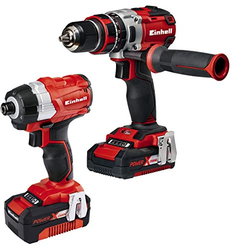 Einhell Power X-Change 18V Cordless Drill And Impact Driver Set - Including Storage Bag, Battery And Charger - TE-CD 18 Li-i + TE-CI 18 Li Brushless Combi Drills And Driver Sets Cordless
