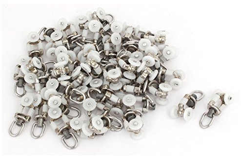 uxcell 10mm Dia Double Wheel Plastic Curtain Track Rail Slide Roller Glider 50pcs