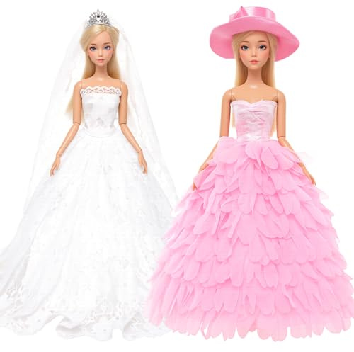 Miunana 2X Trajes de Vestidos Novia Princesa Juegos Ropa Vestir Nupcial Ropa Fiesta Boda para Regalo de 11.5 Pulgadas 28 - 30 CM Muñeca