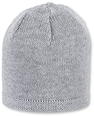 Sterntaler OCS Strickmütze - Klassische Babymütze aus Baumwollgarn (Bio) - Unisex Übergangsmütze ab Geburt - Basic Kopfbedeckung - Beanie Mütze einfarbig - Größe 45, Farbe silber melange
