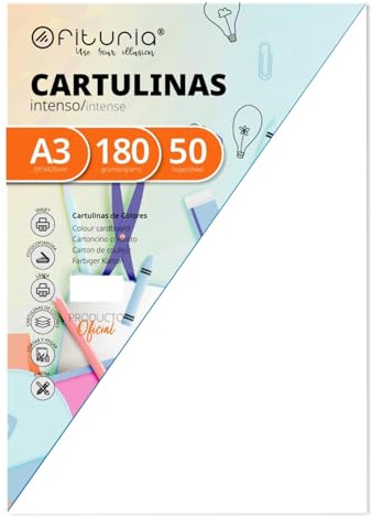 Confezione da 50 cartoncini bianchi formato A3 180g