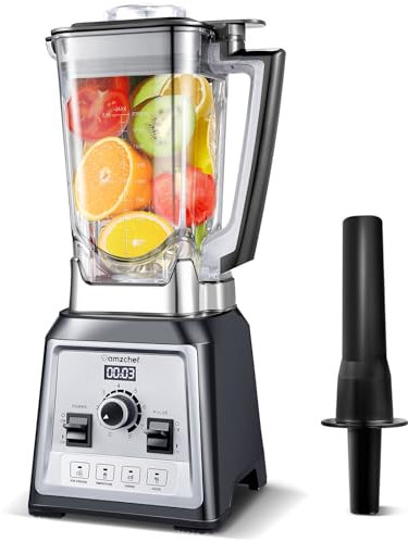 AMZCHEF Blender Smoothie Professionnel, 2000W avec 8 Lames 3D en Acier Inoxydable, 2L, Mixeur Sans BPA - 2500 tr/min - 4 Fonctions Électroniques Prédéfinis - Régulateur à 8 Vitesses