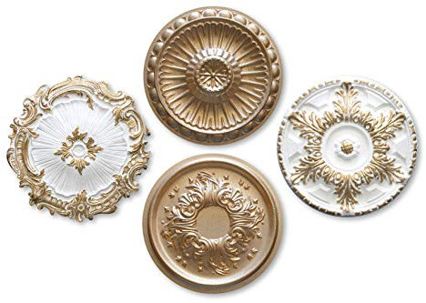 MARBET DESIGN Rosetón de estuco de poliestireno EPS - Rosetón de techo dorado, elemento decorativo, estuco (R-16 dorado, Ø 28cm) decoración de pared techo de poliestireno redondo