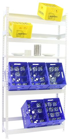 Estantería Cajas de Bebidas, 12 Cajas, 1 Estante, 2000x1000x300 mm, Estantería para Bebidas, Blanco - Simonbottle