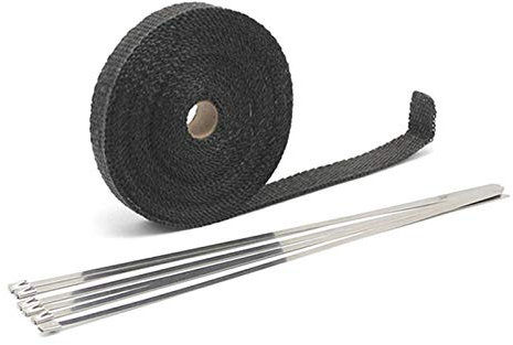 hitzeschutzband motorrad,Auspuffband 5/10/15 / 20m Motorrad Auspuff Thermalband Auspuff-Wärmeband-Wrap-Krümmer-Isolationswalzen-Resistent mit rostfreiem Krawatten HitzebestäNdig ( Color : 2.5x20m Blac