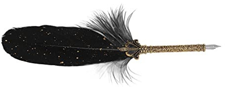 Federstift, Federkiel-Set mit Austauschbaren Spitzen für Zuhause, Schule und Büro (Schwarz)