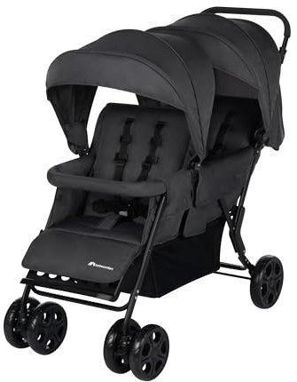 Bebeconfort Teamy Poussette double pour enfants d'âges rapprochés, Poussette double compacte, De la naissance à 4 ans, jusqu'à 22 kg, Mineral Graphite