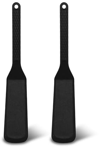 MARUKO 2 Stück Pfannenwender Silikon Spatel, Antihaft Silicone Spatula für Kochen Fisch, Pfannkuchen, Eier, Pizza, Steak, Bpa-Frei (Schwarz)