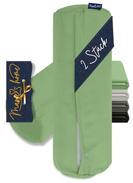 Marie´s Home 2 Stück Kissenbezug Velvety Soft Bezug für Nackenrolle 1615.2355, ca. 40 x 15 cm, Salbei