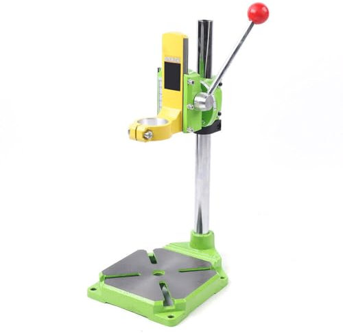 Queeucaer Soporte de taladro giratorio 90°, soporte para taladro, soporte para taladro de mesa, soporte para taladro, soporte para taladro, taladro de columna, ajustable, estable para taladro, 49 cm