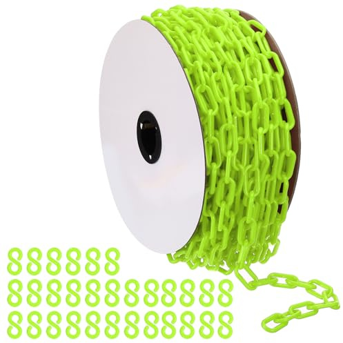 PATIKIL 120 Pieds Maillons de Chaîne en Plastique Vert 1/4 Pouce 6 mm | de Chaîne de Sécurité pour le Contrôle des Foules, pour Files d'Attente Stationnement, Chaîne en Plastique