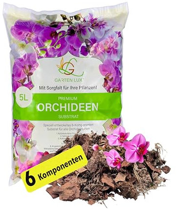 Garten Lux Terreau pour orchidées de qualité supérieure - 5 l - 6 composants - Substrat idéal pour la croissance saine et le soin optimal de vos orchidées