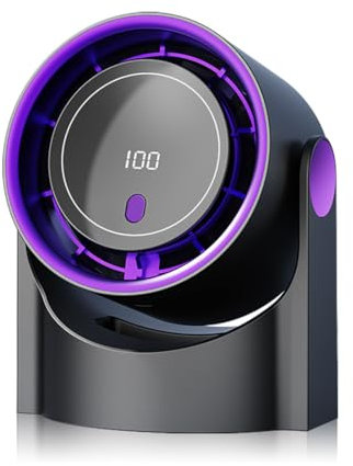 OHLGT Ventilateur de table, 100 vitesses, ultra silencieux, batterie et mode vitesse, affichage LED, grand angle de 180°, ventilateur portable de 2000 mAh pour bureau, chambre à coucher, cuisine