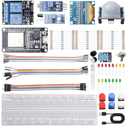 Kit de démarrage basique pour ESP32, kit de démarrage électronique compatible avec Arduino, ESP32 ESP-32S, kit de démarrage pour débutants et amateurs d'électronique